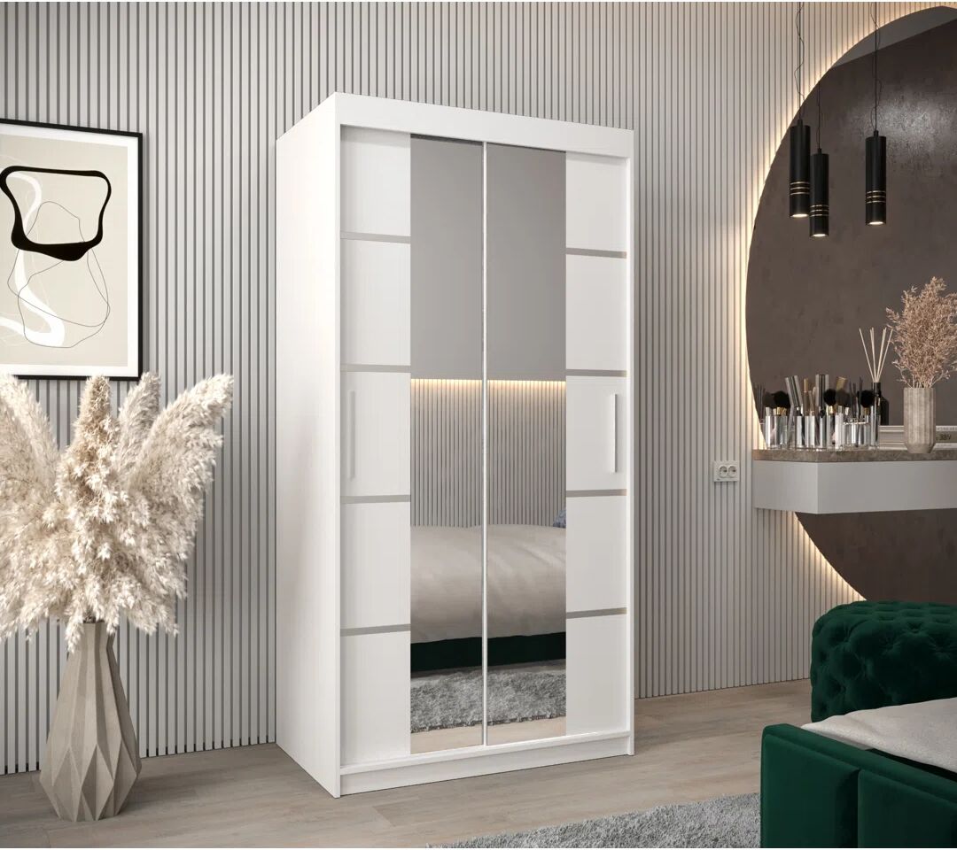 Arte-N Furniture Ltd Verona 04 Sliding Door Wardrobe 100cm - Black Matt white 200.0 H x 100.0 W x 62.0 D cm