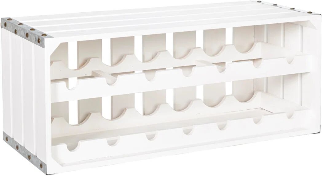 August Grove Cavender 14 Bottle Wall Shelf Wine Rack in White brown/white 28.0 H x 68.0 W x 28.0 D cm