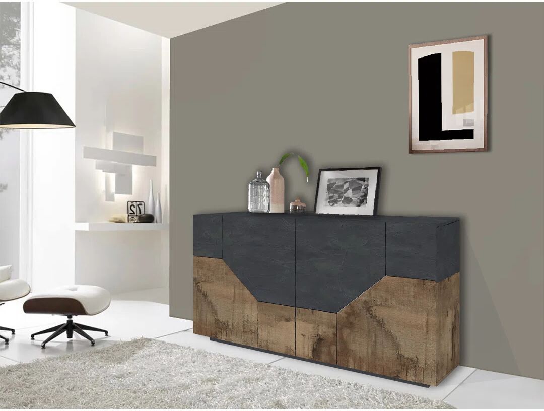 Web Furniture ALIEN Sideboard 160 Glossy White/Maple Pereira gray/brown 86.0 H x 159.0 W x 43.0 D cm