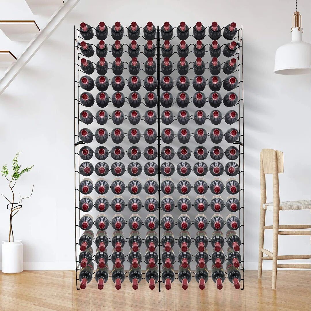 Belfry Kitchen Wine Rack Free Standing Floor Stand - Racks Hold 75 Bottles Of Your Favorite Wine - Large Capacity Elegant Wine Storage For Any Bar, Wine Cellar, Kitc black 60.0 H x 38.0 W x 9.0 D cm