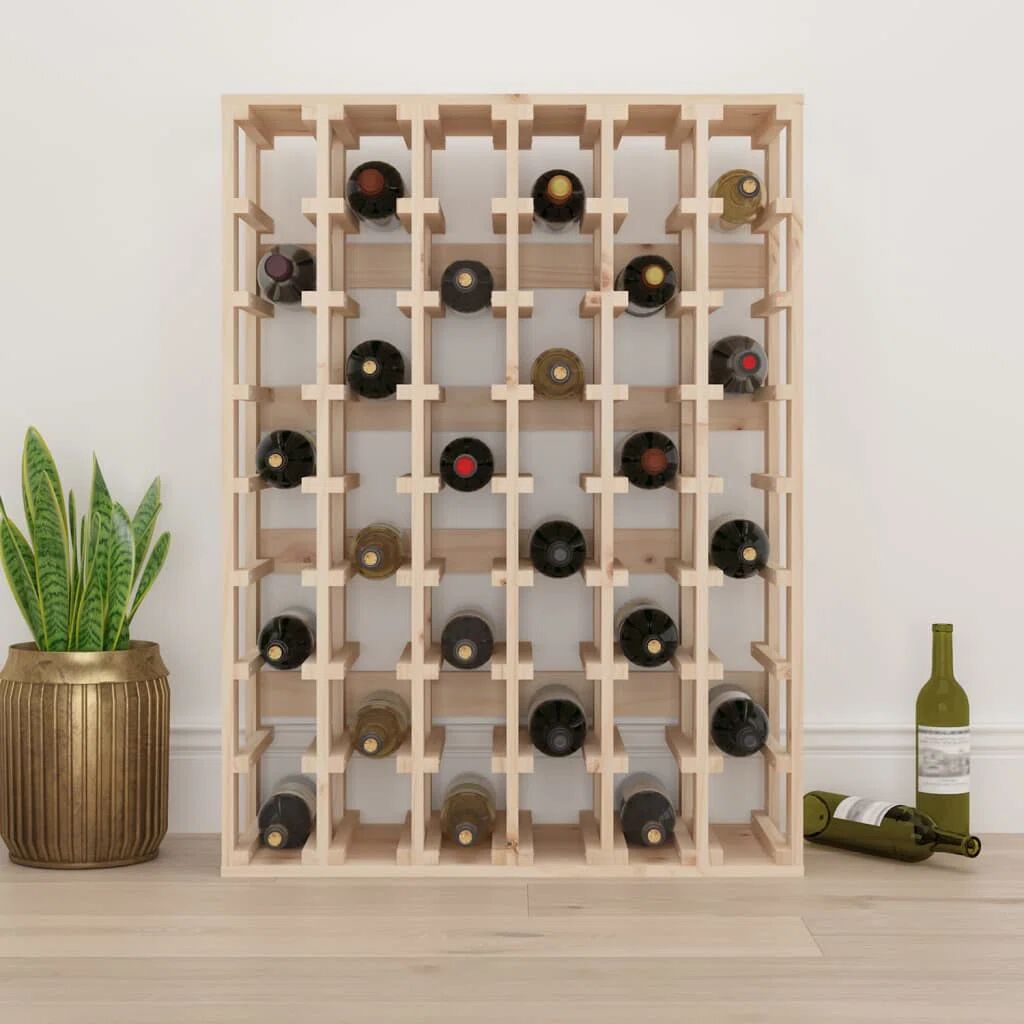 Gracie Oaks 48 Bottle Solid Wood Floor Wine Bottle Rack in Brown brown 94.0 H x 70.0 W x 33.0 D cm