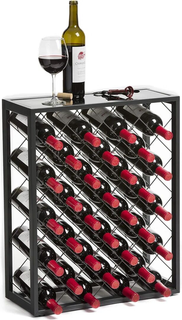 Latitude Run Advithi 32 Bottle Floor Wine Bottle Rack gray 68.58 H x 53.34 W x 22.86 D cm