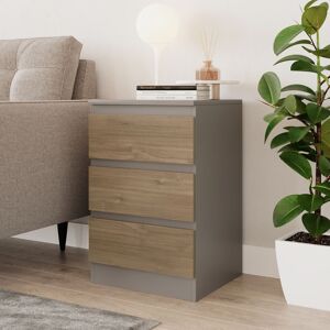 17 Stories 3 Drawer Skagen Chest Cabinet No Handle Drawer Storage Grey/Oak 61.5cm H X 40cm W X 35cm D