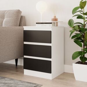 17 Stories 3 Drawer Wooden Bedroom Chest Cabinet White/Black 61.5cm H X 40cm W X 35cm D