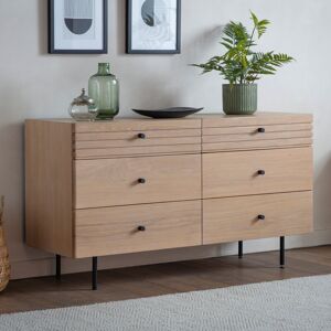 17 Stories Greggery 6 Drawer 131Cm W Solid Wood Chest of Drawers Natural 72cm H X 131cm W X 45cm D