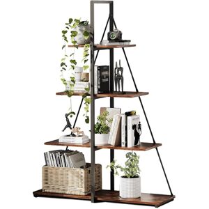 Borough Wharf 4-Tier Ladder Bookshelf, 56-Inch Tall Sailboat A-Frame Bookcase – Sturdy Wooden Storage Shelves for Books, Trophies and Ornaments,Stylish Home Decorat Brown/Black 142.98cm H X 101.52cm W X 33.99cm D