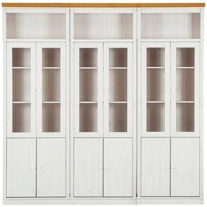 Rosalind Wheeler Demetricia 223cm H x 222cm W Library Bookcase Bookcase Brown/White 223cm H X 222cm W X 34cm D