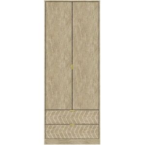 Ebern Designs Elizabe Jigsaw 2 Door Wardrobe brown 197.0 H x 74.0 W x 53.0 D cm