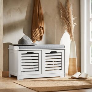 Marlow Home Co. Segars Upholstered Storage Bench White/Grey 43cm H X 71cm W X 34cm D