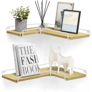 17 Stories Floating Shelves, Set Of 2, L-Shaped Corner Shelves For Wall, Corner Wall Shelf, Industrial Style, For Living Room, Bedroom, Kitchen, Cloud White brown 4.0 H x 29.0 W x 40.0 D cm