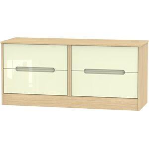 17 Stories Fully Assembled Vernon 4 Drawer Chest Cream Gloss/Oak 50.5cm H X 112cm W X 41.5cm D