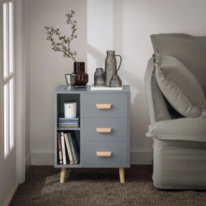 Norden Home Rousseau 3 Drawer Bedside Table gray 60.0 H x 48.0 W x 40.0 D cm