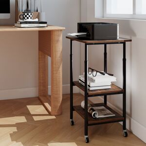 Brayden Studio Height Adjustable Printer Stand 3-Tier Printer Cart With Storage-Black Brown 77cm H X 49cm W X 40cm D