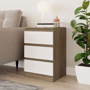 17 Stories 3 Drawer Wooden Bedroom Chest Cabinet Oak/White 61.5cm H X 40cm W X 35cm D