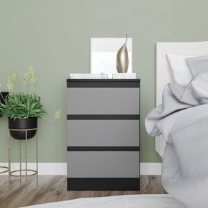 17 Stories 3 Drawer Skagen Wooden Bedroom Chest Cabinet Black;Grey 61.5cm H X 40cm W X 35cm D
