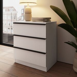 17 Stories Shanquil 60 W Ripple Ridged 3 Drawer Chest Of Drawers White 68.5cm H X 60cm W X 40cm D