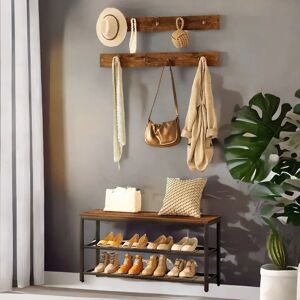 Borough Wharf 10 Pair Shoe Rack With 2 Wall Shelf Brackets Industrial Rustic Brown brown 46.0 H x 70.0 W x 30.0 D cm