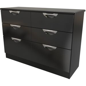 Ebern Designs Fully Assembled Leodis 6 - Drawer Chest of Drawers Black Gloss 79.5cm H X 112cm W X 41.5cm D