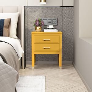 Rosdorf Park Metty Solid + Manufactured Wood Bedside Table Mustard 61cm H X 50cm W X 40cm D