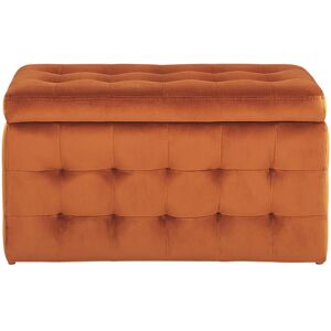 Canora Grey Francina 72Cm Wide Velvet Tufted Rectangle Solid Colour Storage Ottoman with Storage Orange 40cm H X 72cm W X 42cm D