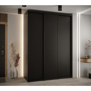 Latitude Run Auniya I Sliding Door Wardrobe 180cm - White Finish Black 205cm H X 180cm W X 60cm D