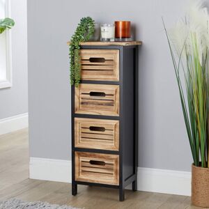 17 Stories Ribal Fully Assembled 4 Drawer Solid Wood Frame Chest Storage Unit - Black and Oak Black;Beige 76.5cm H X 30cm W X 25cm D