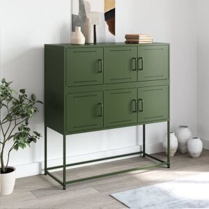 Latitude Run Vidaxl Sideboard 100.5 x 39 x 107cm Cold Rolled Steel Olive 107cm H X 100.5cm W X 39cm D