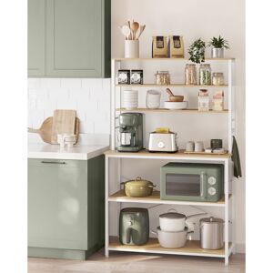 17 Stories Kitchen Storage Rack, Coffee Bar, Baker’S Rack, Total 6 Shelves And 6 Hooks, For Microwave, Steel Frame, Industrial, 40 X 100 X 167 Cm Yellow 167cm H X 100cm W X 40cm D