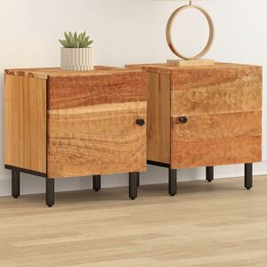 Alpen Home Bedside Cabinets 2 Pcs 40X33x46 Cm Solid Wood Acacia Brown 46cm H X 40cm W X 33cm D