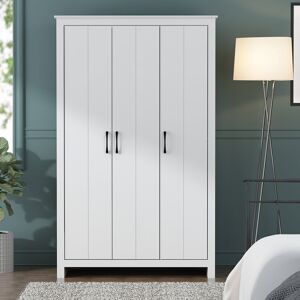 17 Stories Limestone 3 Door Manufactured Wood Wardrobe White 180cm H X 111.8cm W X 52cm D