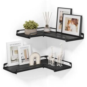 17 Stories Floating Shelves, Set Of 2, L-Shaped Corner Shelves For Wall, Corner Wall Shelf, Industrial Style, For Living Room, Bedroom, Kitchen, Cloud White black 4.0 H x 29.0 W x 40.0 D cm