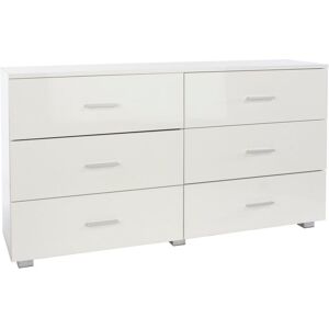 Ebern Designs Domonick White gloss 3+3 Drawer Chest of Drawers White 68.5cm H X 120cm W X 30cm D