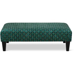 Canora Grey Lanesville 100cm Velvet Rectangle Geometric Cocktail Ottoman black/green 30.0 H x 120.0 W x 60.0 D cm