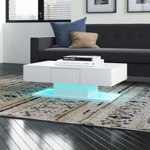 Wade Logan Rosehill Pedestal Coffee Table with Storage brown/white 35.5 H x 100.0 W x 60.0 D cm