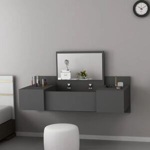 Hykkon Amaia Dressing Table with Mirror gray 100.0 H x 33.0 W x 39.1 D cm