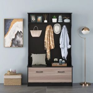 Marlow Home Co. Alojzia 1 Door Wardrobe black/brown 160.0 H x 100.0 W x 40.0 D cm