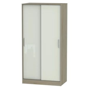 Ebern Designs 2 Door Wardrobe gray/white/brown 197.5 H x 100.5 W x 60.0 D cm