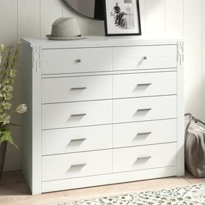 Rosalind Wheeler Aidian 5 Drawer Chest of Drawers white 88.0 H x 100.0 W x 40.0 D cm