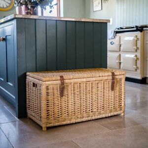 Arthur Cameron Extra Large Natural Wicker Storage Trunk Basket with Legs 49.0 H x 88.0 W x 48.0 D cm