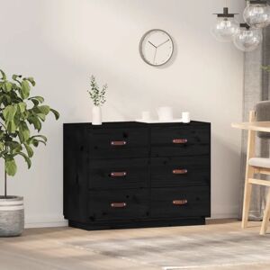 Ebern Designs Leonord 100 Cm Wide Pine Solid Wood Sideboard black 75.0 H x 100.0 W x 40.0 D cm