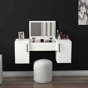 Ebern Designs Makeup Vanity with Mirror Eleftherakos brown/white 74.1 H x 100.0 W x 35.5 D cm