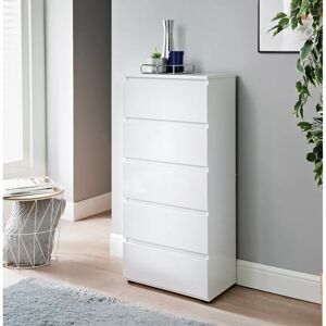 Ebern Designs Atilano 5 Drawer 48Cm W Chest of Drawers brown/white 104.0 H x 48.0 W x 29.0 D cm