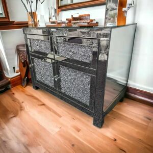 ModernHomesStore Nova Mirrored Sideboard gray 80.0 H x 100.0 W x 45.0 D cm