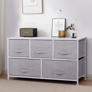 Rebrilliant Flueller 5 Drawers 100cm W Chest of Drawers gray 55.0 H x 100.0 W cm