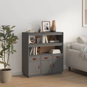 Latitude Run Highboard 100 x 40 x 108.5 cm Solid Wood Pine gray 108.5 H x 100.0 W x 40.0 D cm