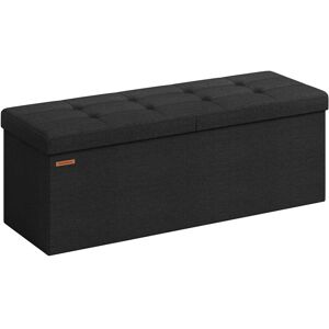Songmics 110x38x38cm 110cm Wide Rectangle Cube Ottoman with Storage Black 38cm H X 110cm W X 38cm D
