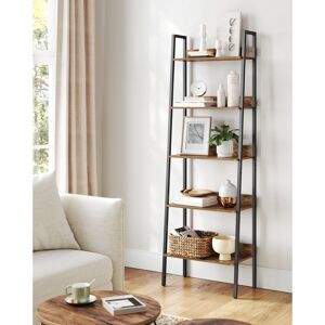 Borough Wharf Ladder Shelf, 5-Tier Narrow Shelf, Bookshelf For Home Office, Living Room, Bedroom, Kitchen, Industrial, Rustic Brown And Ink Black Rustic Brown;Ink Black 170cm H X 60cm W X 30cm D