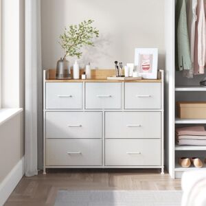 Borough Wharf Chest Of Drawers, Bedroom Cabinet, 7 Fabric Drawers With Handles, Metal Frame Cloud White