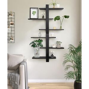 17 Stories Floating Shelves For Wall Mounted Shelving Unit All Pine Wood 50CM 3 Tier Large Shelf For Bedroom Living Room Office Bathroom Home Decoration Storage Black 58cm H X 50cm W X 12cm D