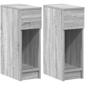 17 Stories Vidaxl bedside tables with drawer. 2 pieces 20 x 36 x 60cm Grey/Sonoma 60cm H X 20cm W X 36cm D